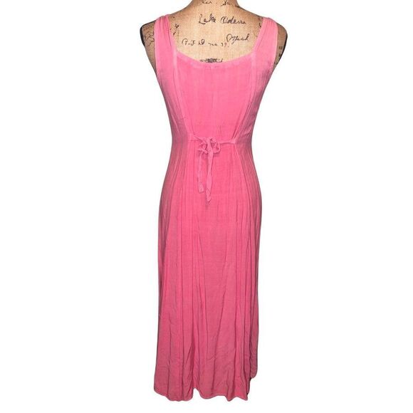 Vtg Momta Pink Button Down Rayon Pagan Sleeveless Women’s Dress size One Size - Picture 7 of 10